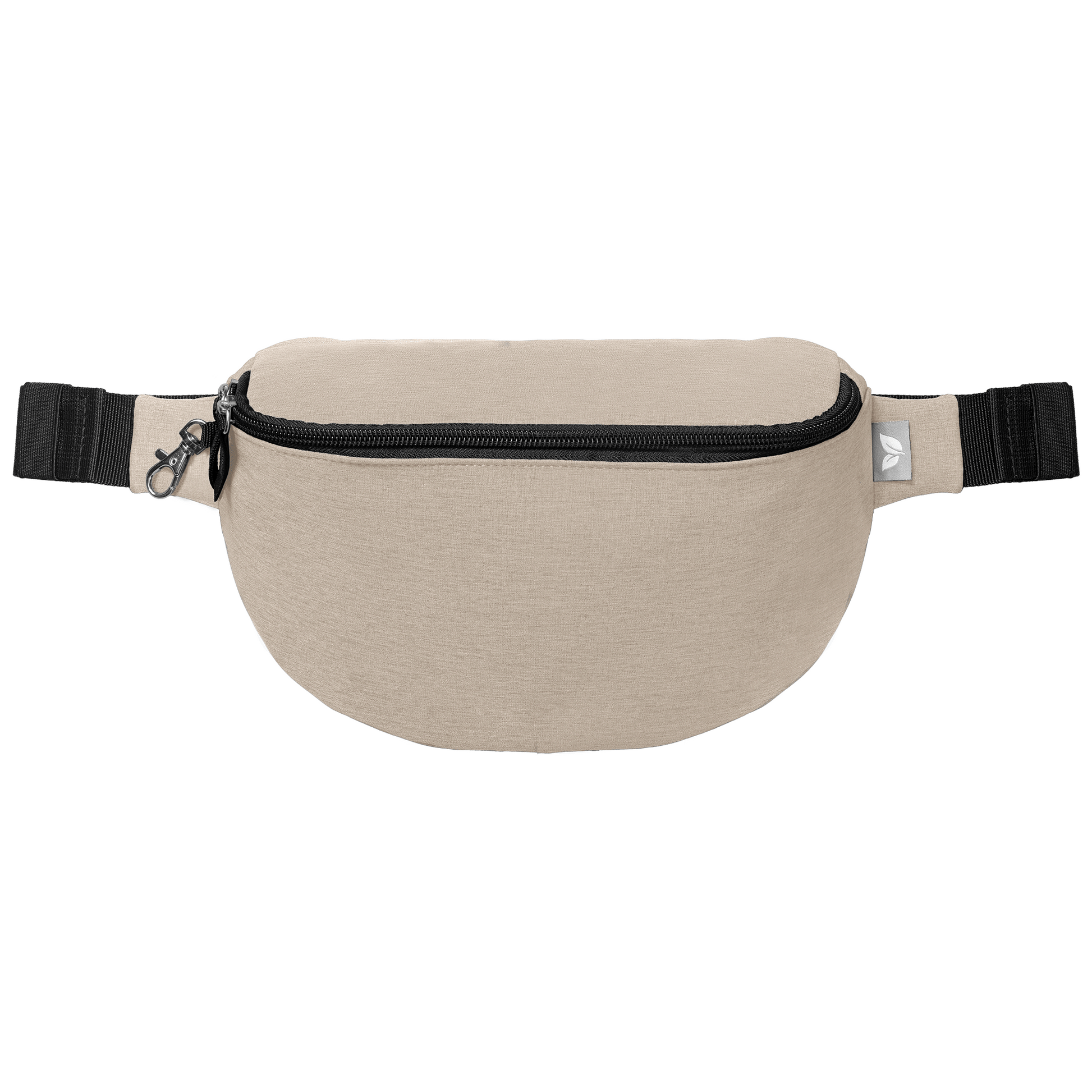 Helsinki rPET Anti-Theft Hook-Zip Waist Bag promotional tote bag in dune warm grey printed with your company logo