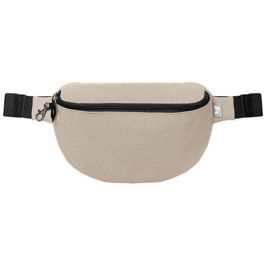 Helsinki rPET Anti-Theft Hook-Zip Waist Bag promotional tote bag in dune warm grey printed with your company logo