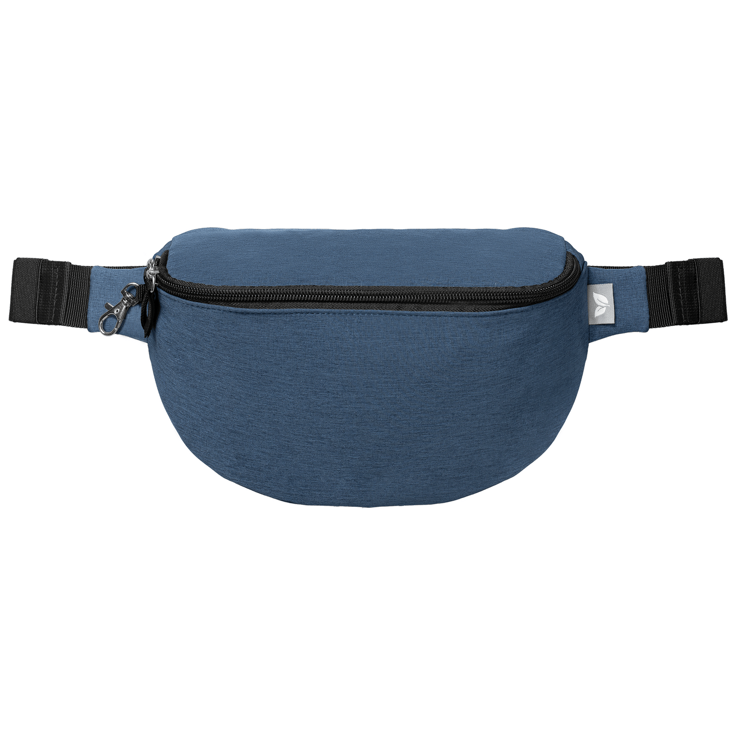 Helsinki rPET Anti-Theft Hook-Zip Waist Bag promotional tote bag in navy blue printed with your company logo