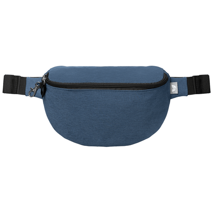Helsinki rPET Anti-Theft Hook-Zip Waist Bag promotional tote bag in navy blue printed with your company logo