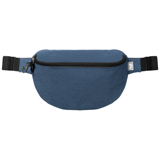Helsinki rPET Anti-Theft Hook-Zip Waist Bag promotional tote bag in navy blue printed with your company logo