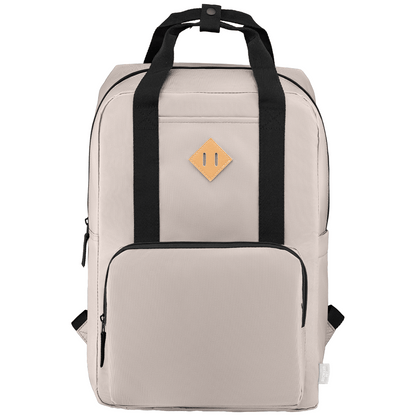 Majesty 300D rPET 38 cm Laptop Adjustable Strap Backpack promotional backpack in dune printed with your company logo