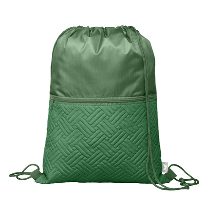 Sora Recycled Quilted Drawstring Bag promotional drawstring bag in forest green printed with your company logo