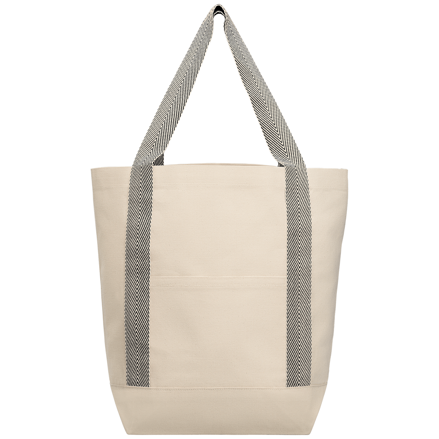 Niva 10 oz. Recycled Cotton Canvas Front Pocket Tote Bag promotional tote bag in black printed with your company logo
