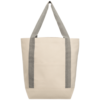 Niva 10 oz. Recycled Cotton Canvas Front Pocket Tote Bag promotional tote bag in black printed with your company logo