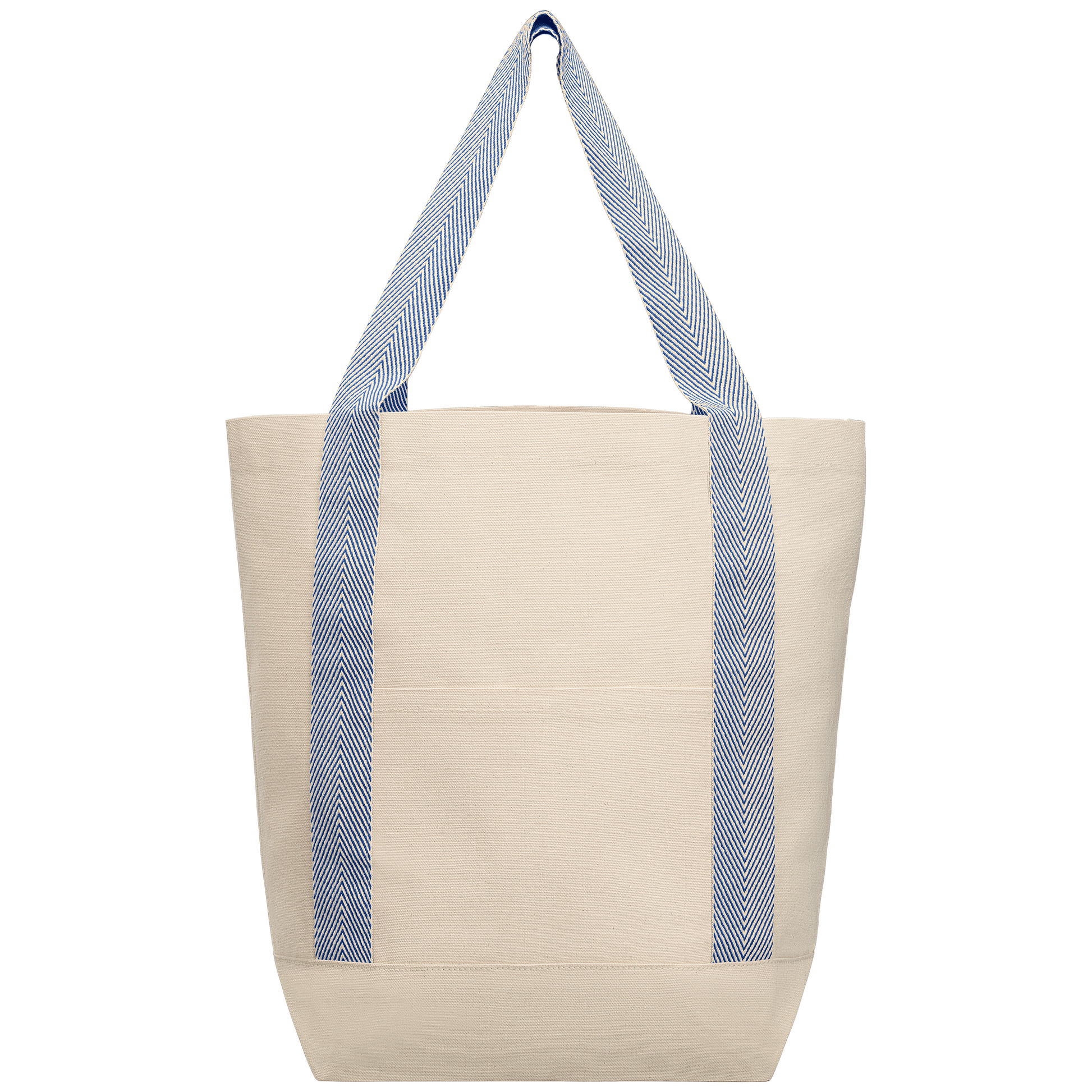 Niva 10 oz. Recycled Cotton Canvas Front Pocket Tote Bag promotional tote bag in navy blue printed with your company logo