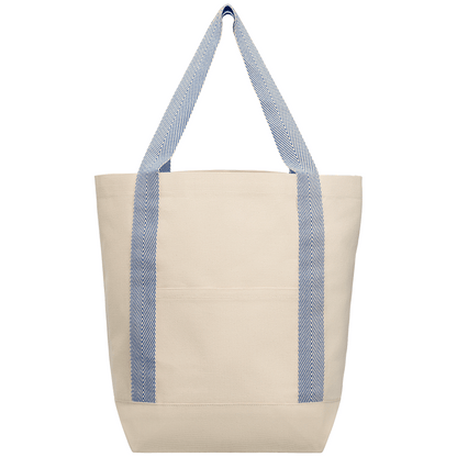 Niva 10 oz. Recycled Cotton Canvas Front Pocket Tote Bag promotional tote bag in navy blue printed with your company logo