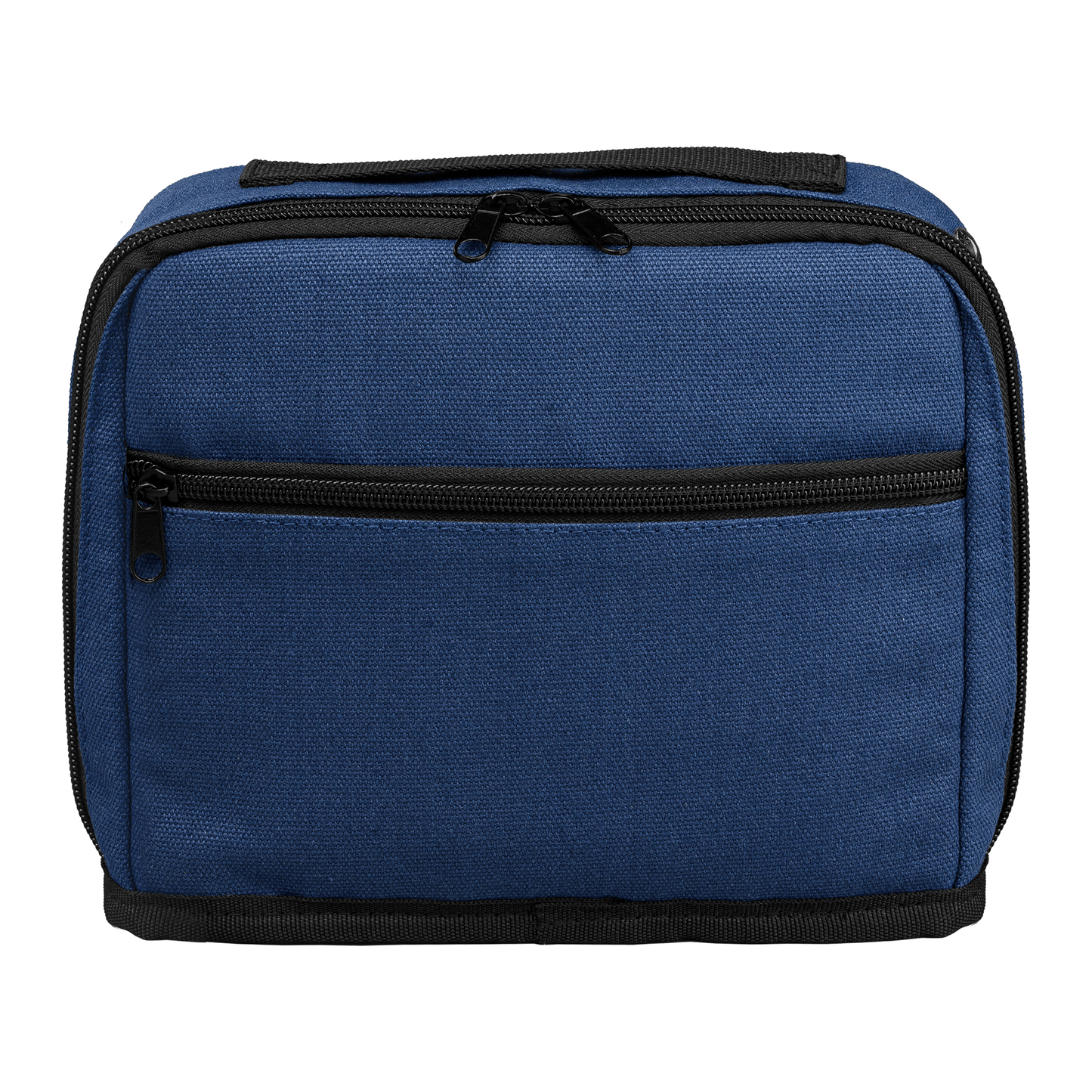 Odyssey 16 oz. Recycled Cotton Tech Organiser Zippered Pouch promotional tote bag in navy blue printed with your company logo