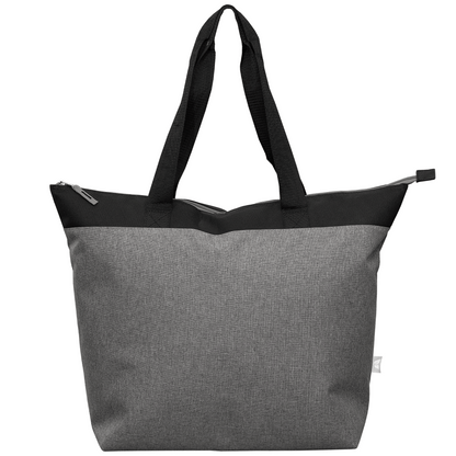 Metropolis 600D Recycled Polyester Zippered 44-can Cooler Tote Bag promotional cooler bag in gray printed with your company