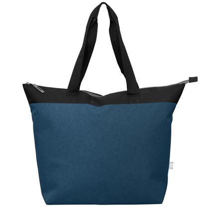 Metropolis 600D Recycled Polyester Zippered 44-can Cooler Tote Bag promotional cooler bag in navy blue printed with your