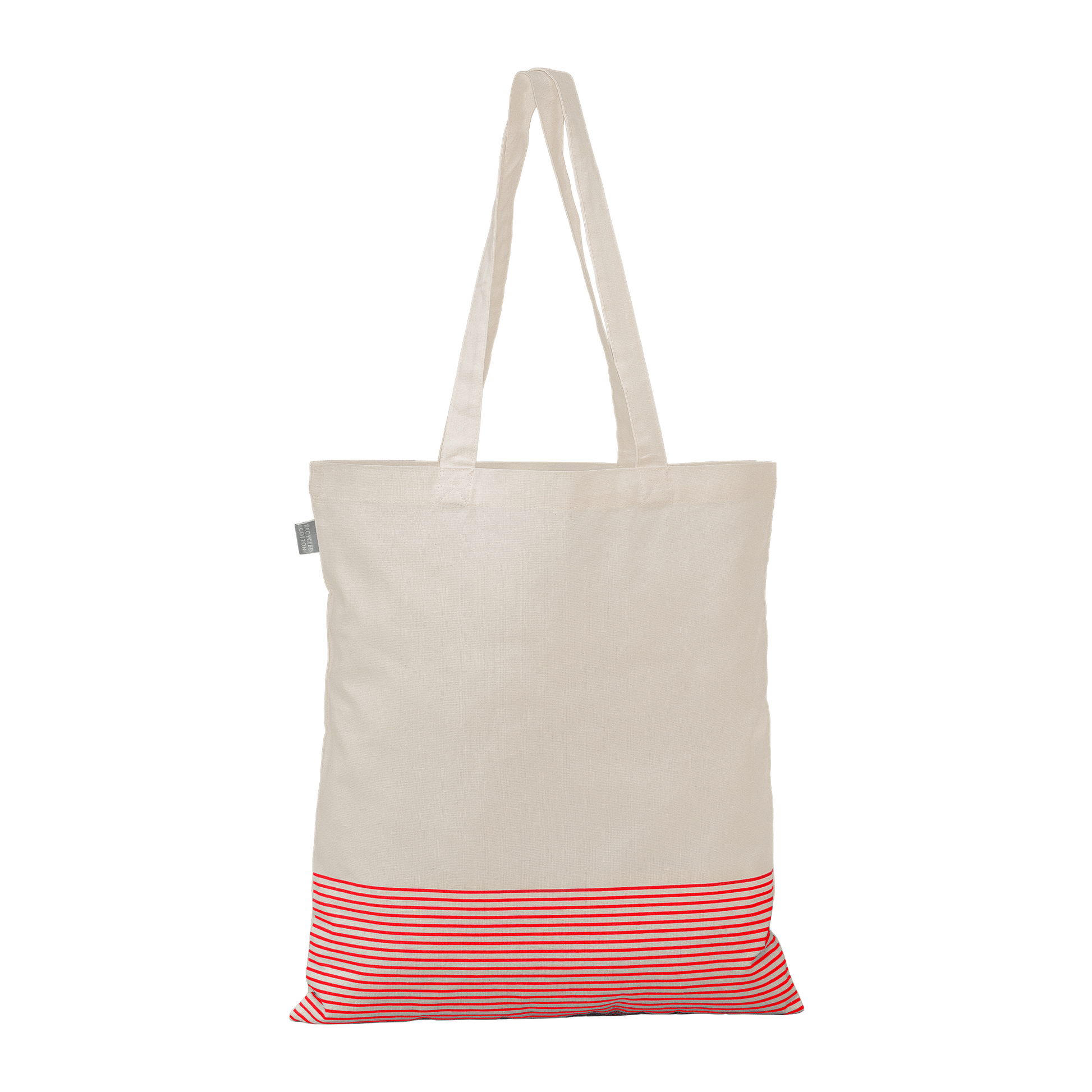 Aro Recycled 5 oz Cotton Micro Stripe Tote Bag promotional tote bag in red printed with your company logo