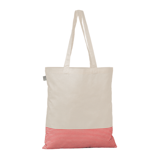 Aro Recycled 5 oz Cotton Micro Stripe Tote Bag promotional tote bag in red printed with your company logo