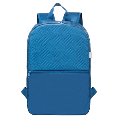 Sora Recycled 210D Polyester Quilted Backpack promotional backpack in navy blue printed with your company logo