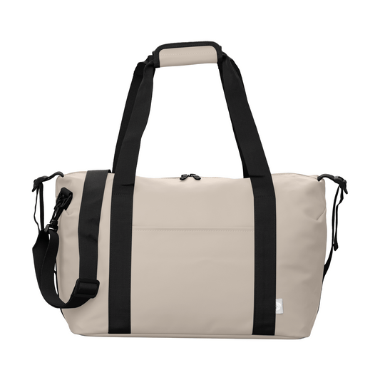 Malmö Recycled Travel Duffel Bag promotional travel bag in dune warm grey printed with your company logo