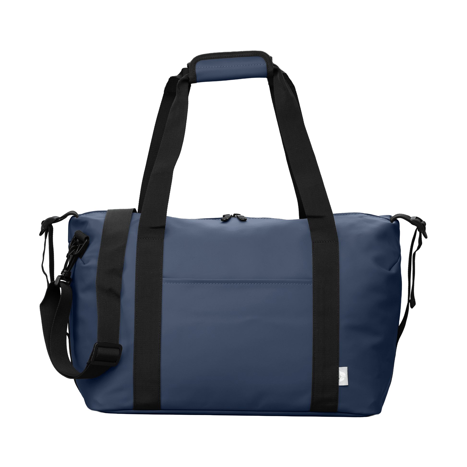Malmö Recycled Travel Duffel Bag promotional travel bag in navy blue printed with your company logo