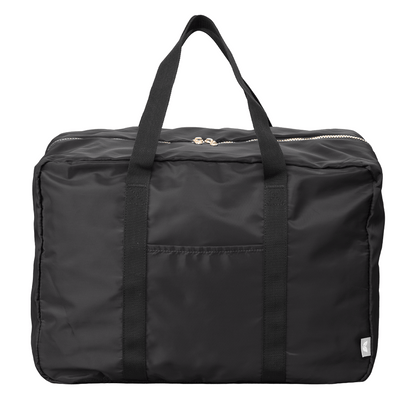 Aurelia Recycled Dual Compartment Travel Duffel promotional travel bag in black printed with your company logo