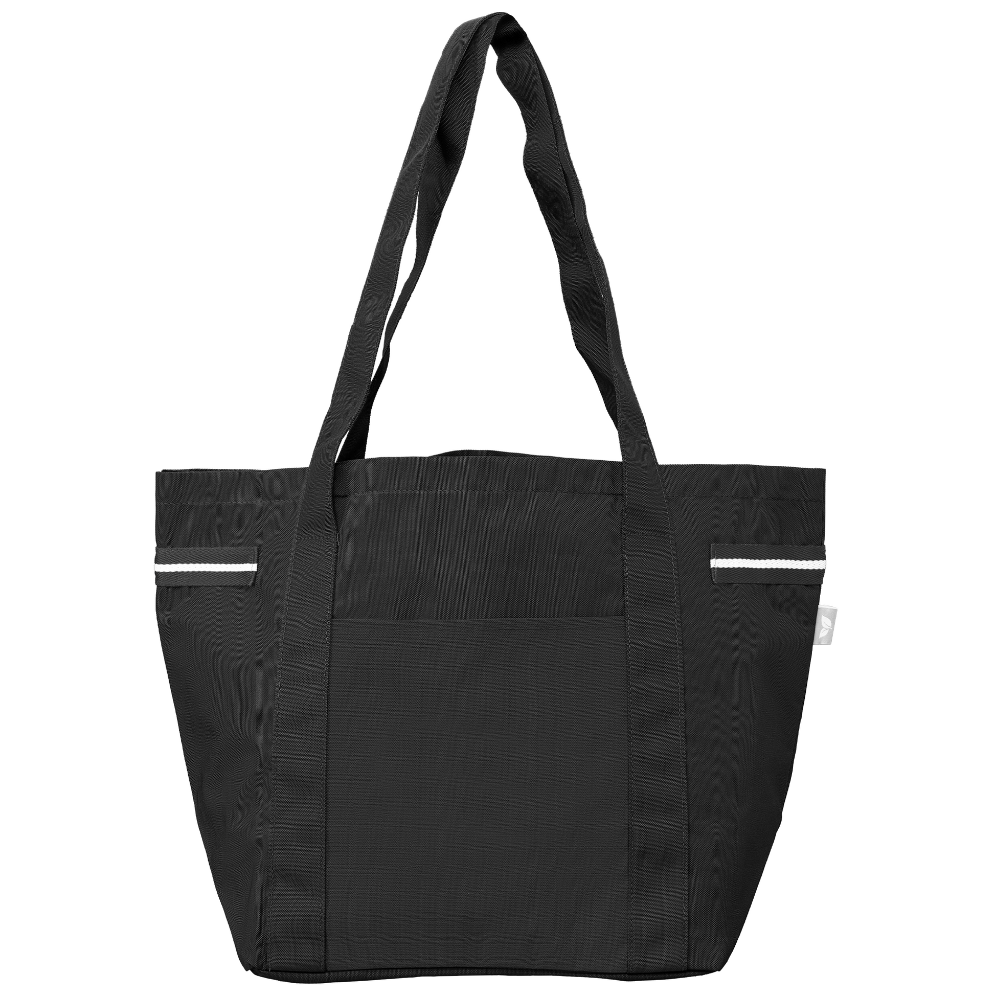 Newport Recycled Stripe Tote Bag promotional tote bag in black printed with your company logo