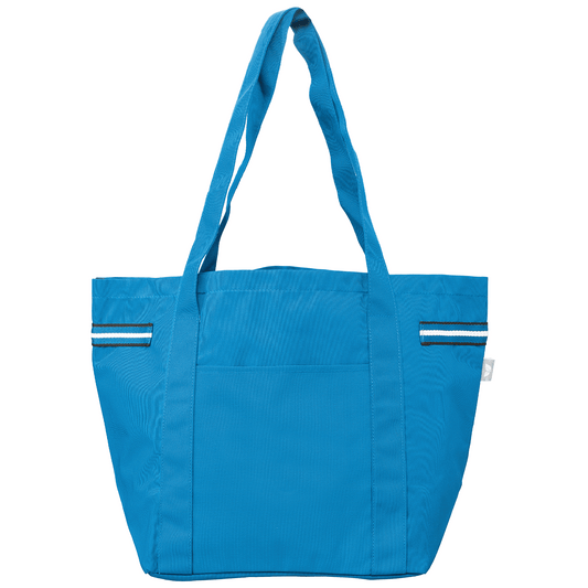 Newport Recycled Stripe Tote Bag promotional tote bag in navy blue printed with your company logo