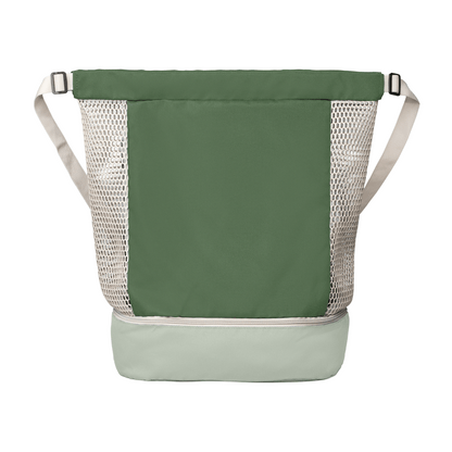 Neri Recycled Mesh Drawstring Bag promotional drawstring bag in dark green printed with your company logo