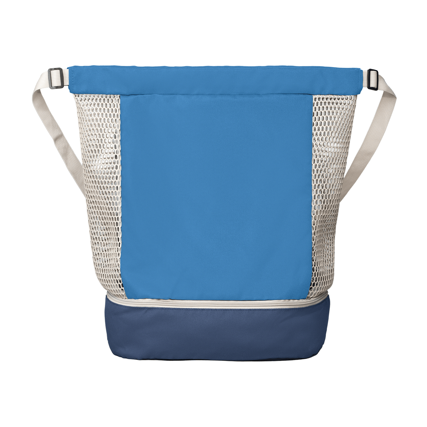Neri Recycled Mesh Drawstring Bag promotional drawstring bag in steel blue printed with your company logo