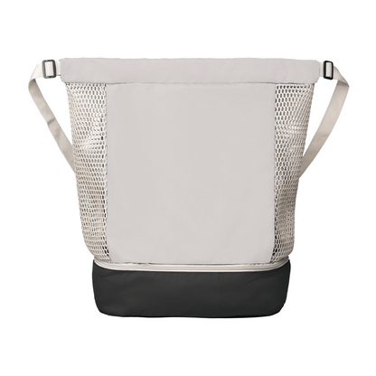 Neri Recycled Mesh Drawstring Bag promotional drawstring bag in cool gray printed with your company logo