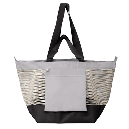 Neri Recycled Mesh Foldable Tote Bag promotional tote bag in cool gray printed with your company logo