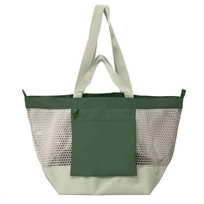 Neri Recycled Mesh Foldable Tote Bag promotional tote bag in dark green printed with your company logo