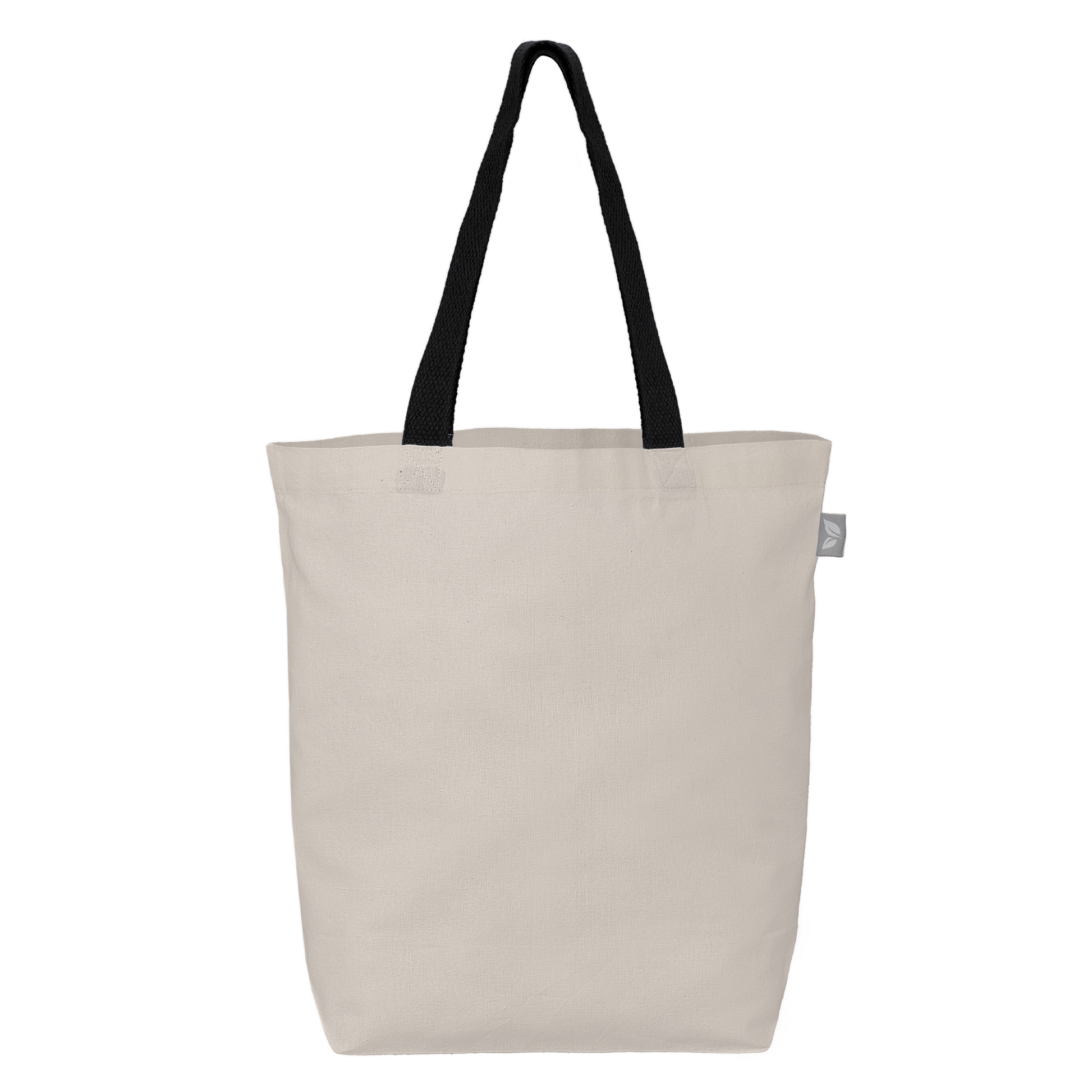 Tonga Recycled 5 oz Cotton Coloured Handle Shopping Tote Bag promotional tote bag in black printed with your company logo