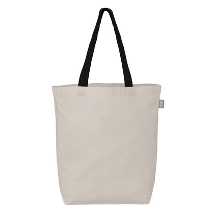 Tonga Recycled 5 oz Cotton Coloured Handle Shopping Tote Bag promotional tote bag in black printed with your company logo