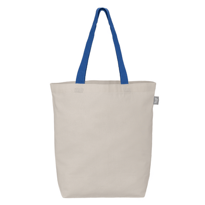 Tonga Recycled 5 oz Cotton Coloured Handle Shopping Tote Bag promotional tote bag in royal blue printed with your company