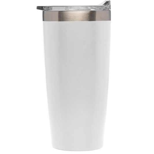 Eldur Stainless Steel Double Wall Tumbler promotional travel cup in white printed with your company logo