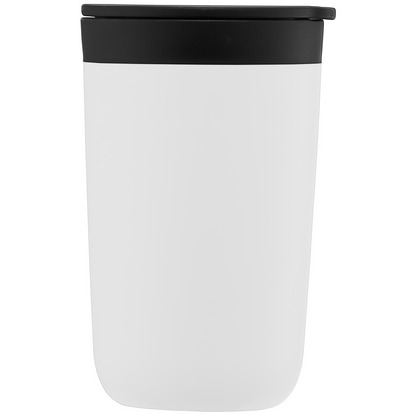 Discovery Stainless Steel Plastic Liner Tumbler promotional travel cup in white laser engraved with your company logo