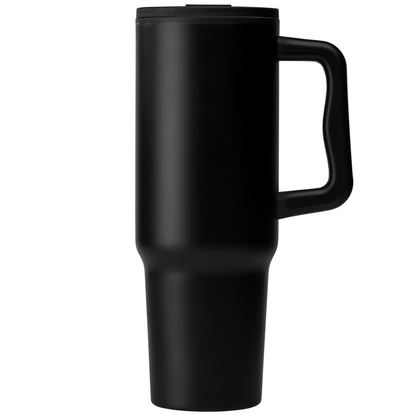 Polar Pro promotional travel cup in black laser engraved with your company logo