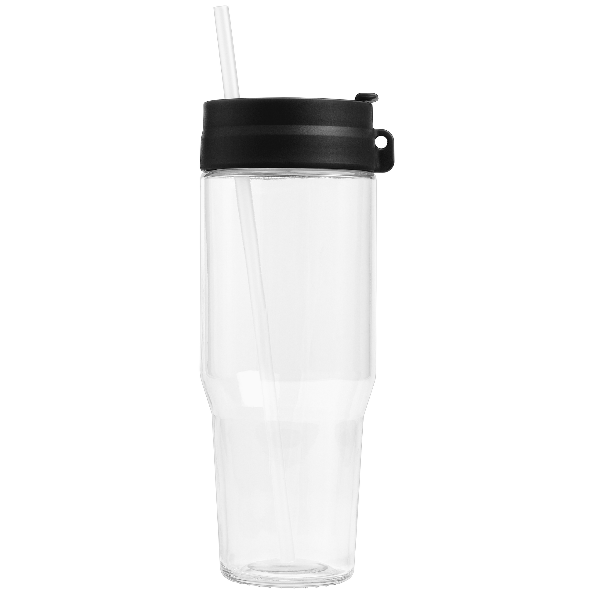 Polar Recycled Glass Dual Tone Straw Tumbler promotional travel cup in black printed with your company logo