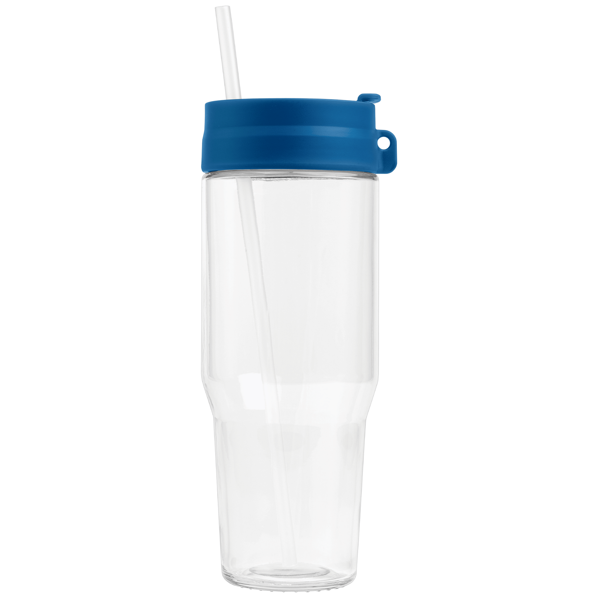 Polar Recycled Glass Dual Tone Straw Tumbler promotional travel cup in navy blue printed with your company logo