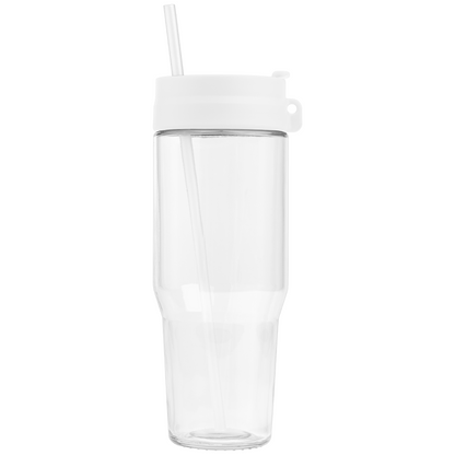 Polar Recycled Glass Dual Tone Straw Tumbler promotional travel cup in white printed with your company logo