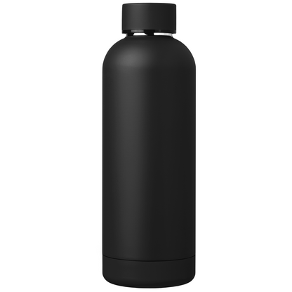 Astrid Recycled Stainless Steel Double Wall Bottle promotional bottle in black laser engraved with your company logo
