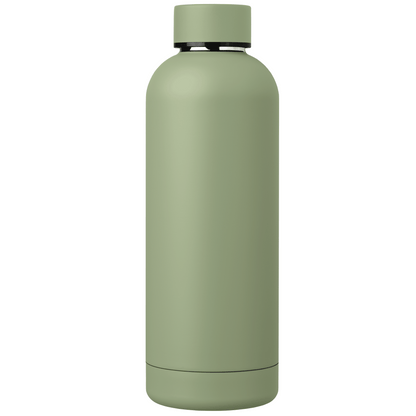 Astrid Recycled Stainless Steel Double Wall Bottle promotional bottle in green laser engraved with your company logo