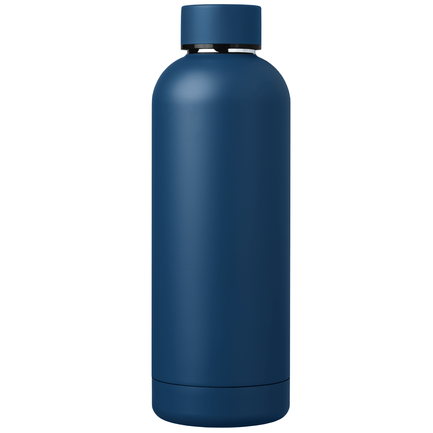 Astrid Recycled Stainless Steel Double Wall Bottle promotional bottle in navy blue laser engraved with your company logo