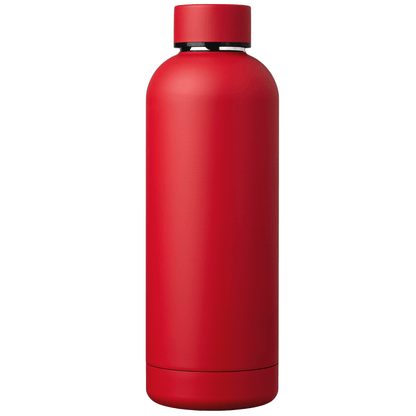 Astrid Recycled Stainless Steel Double Wall Bottle promotional bottle in red laser engraved with your company logo