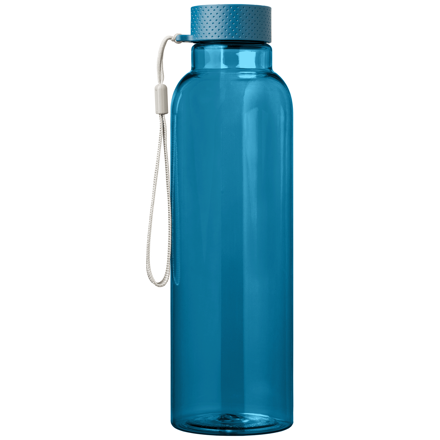 Aura rPET Wrist Strap Bottle promotional bottle in navy blue printed with your company logo