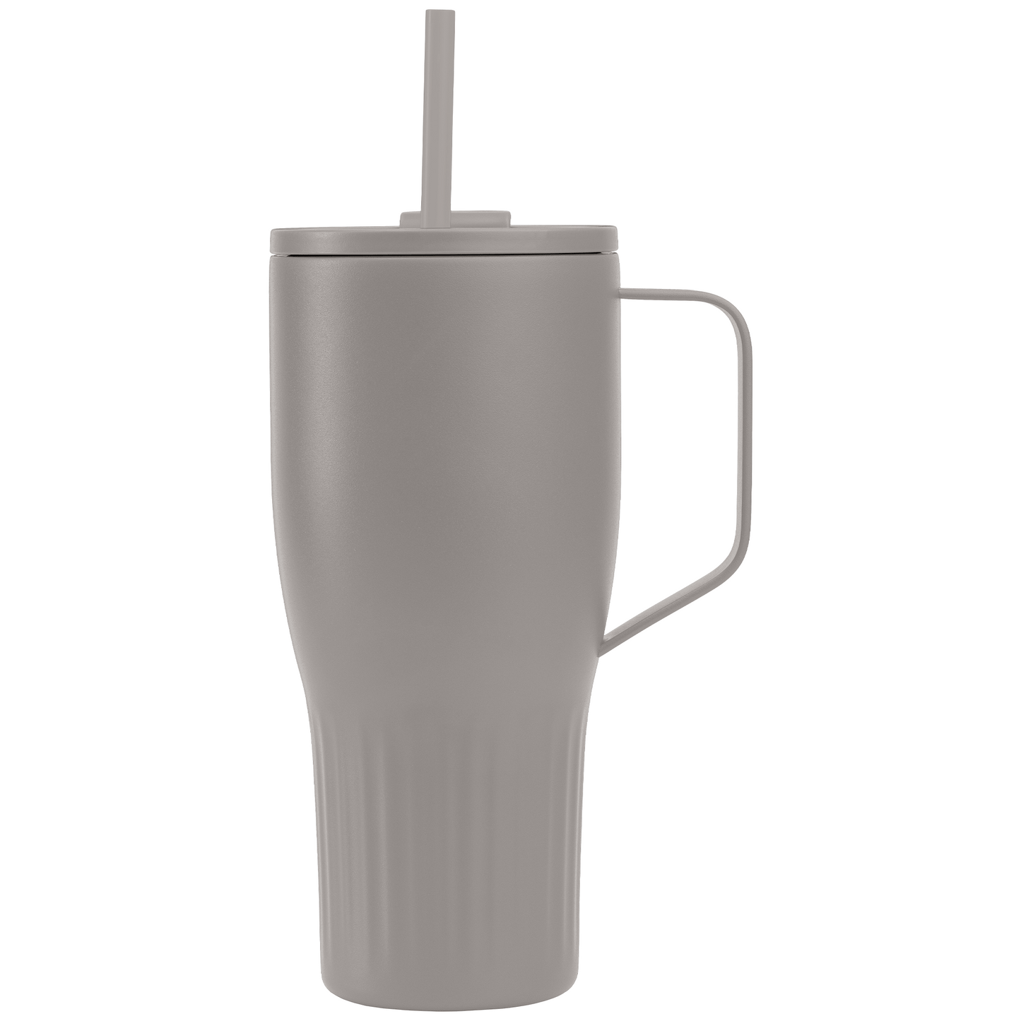 Majesty Recycled Stainless Steel Straw Tumbler promotional travel cup in dune warm grey printed with your company logo