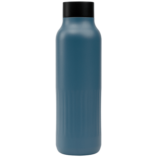 Majesty Recycled Stainless Steel Bottle promotional bottle in steel blue laser engraved with your company logo