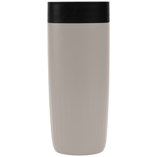 Majesty Recycled Stainless Steel Tumbler promotional travel cup in dune warm grey laser engraved with your company logo