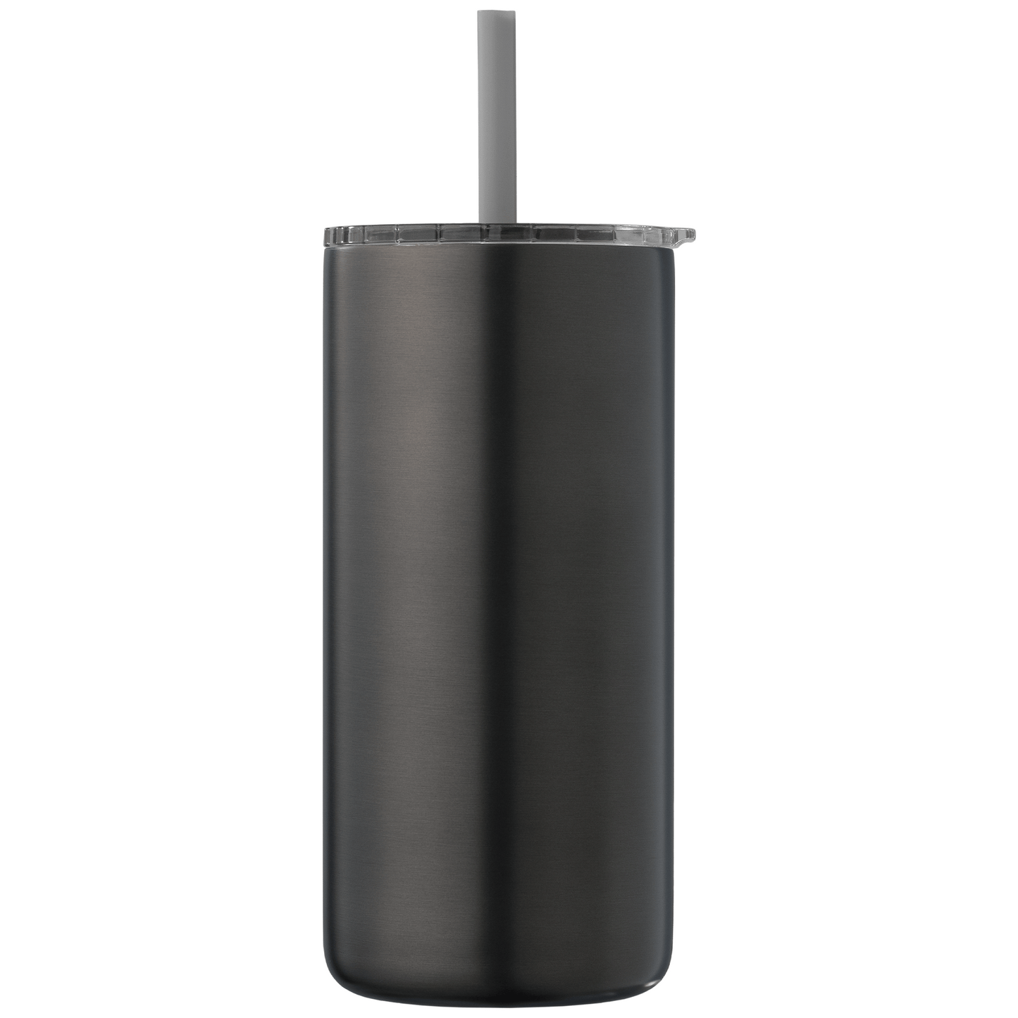 Borealis Recycled Stainless Steel Straw Tumbler promotional travel cup in black printed with your company logo