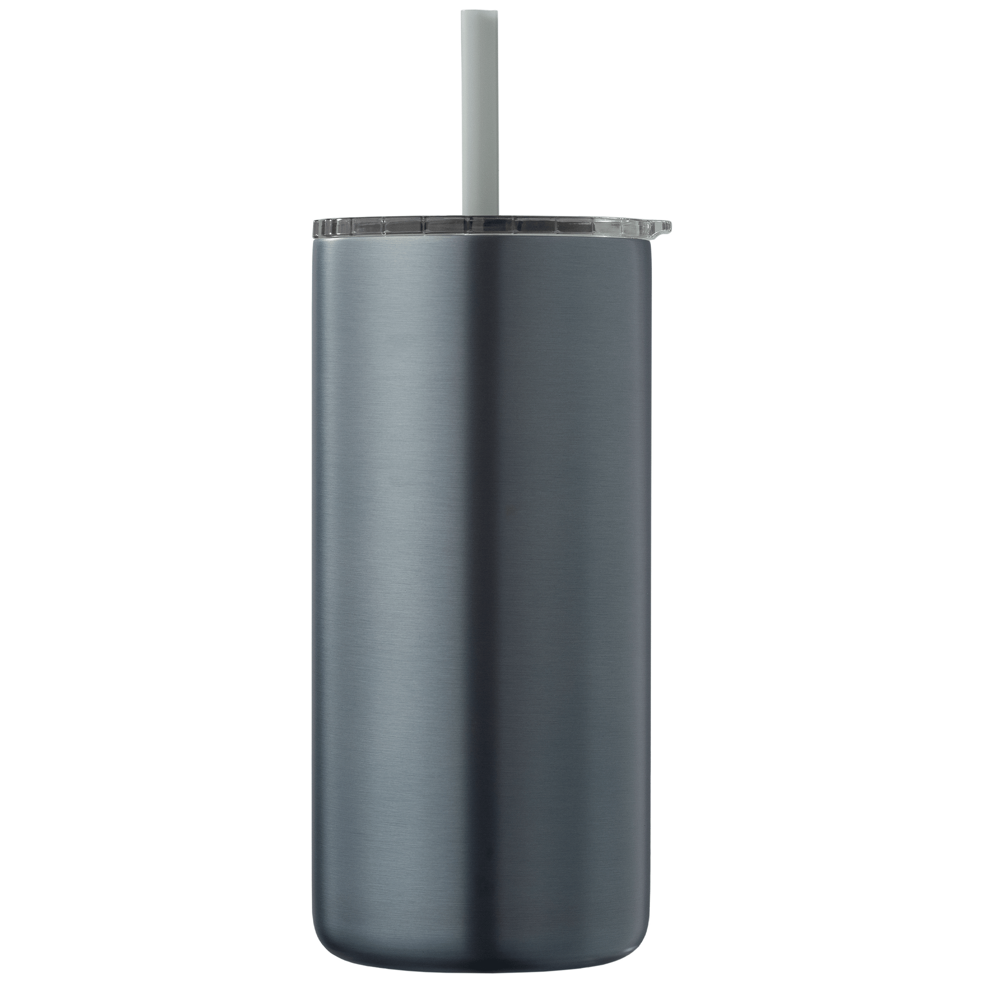 Borealis Recycled Stainless Steel Straw Tumbler promotional travel cup in light blue printed with your company logo