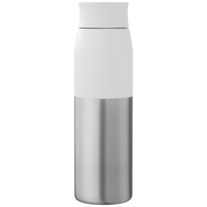 Borealis Recycled Stainless Steel Twist Lid Bottle promotional bottle in white printed with your company logo