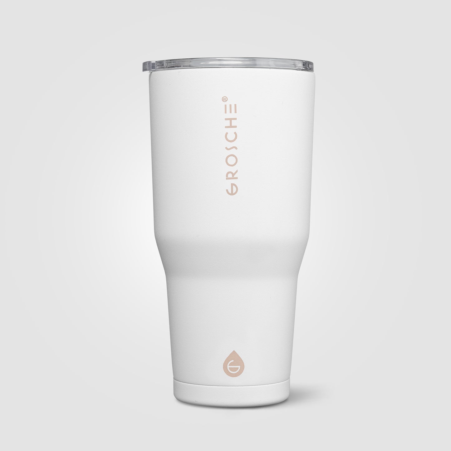 Grosche Yukon Stainless Steel Slider Lid Tumbler promotional travel cup in cream white printed with your company logo
