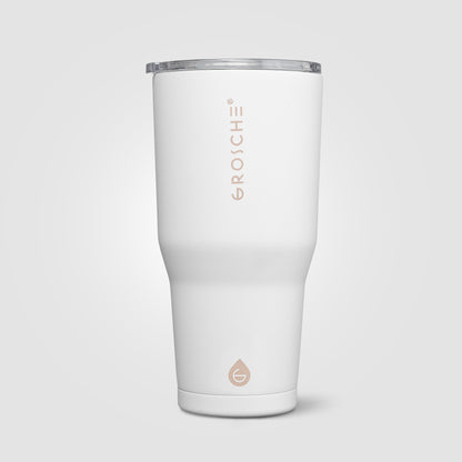 Grosche Yukon Stainless Steel Slider Lid Tumbler promotional travel cup in cream white printed with your company logo