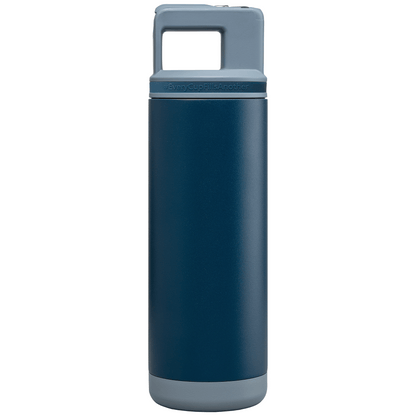 Grosche Alpine Stainless Steel Removable Straw Flip n' Sip Bottle promotional bottle in midnight blue printed with your